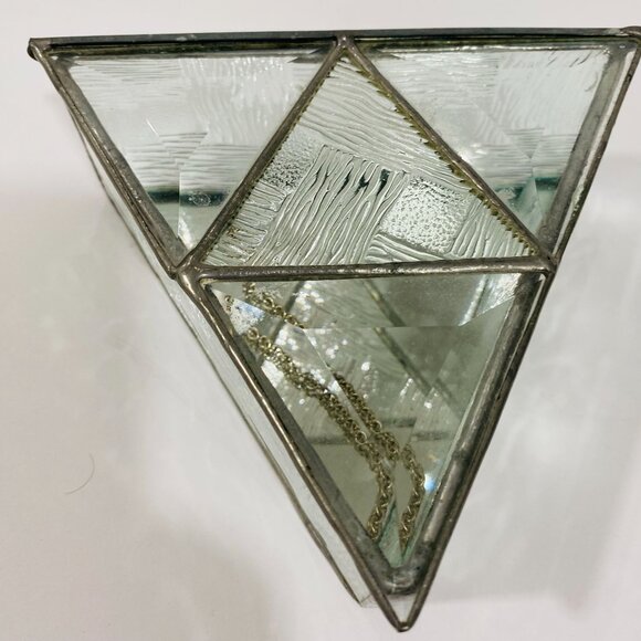 Gorgeous Clear Stain Glass Triangle Jewelry Box by Lytle Glassart Designs - Picture 3 of 5